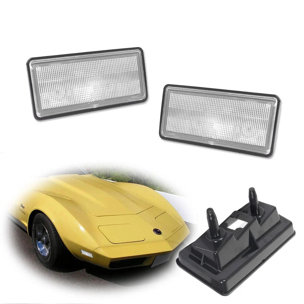 2X Clear Side Marker Parking Light Covers for Chevy Corvette C3 (74–79)