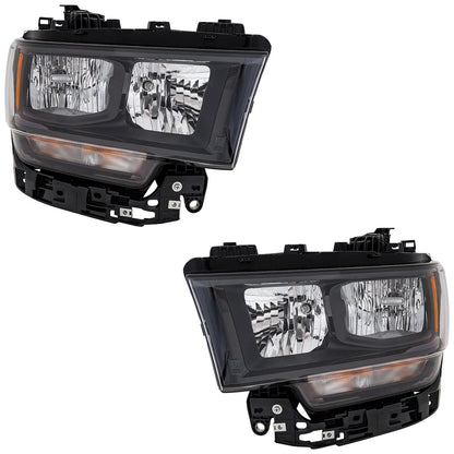 Headlights Assembly for Ram 2500 3500 (2019–2022) Halogen Black Housing