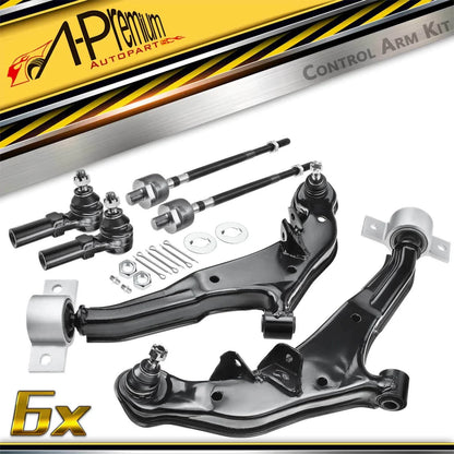 6X Front Control Arm with Ball Joint Tie Rod End for Nissan Maxima (2000–2003)