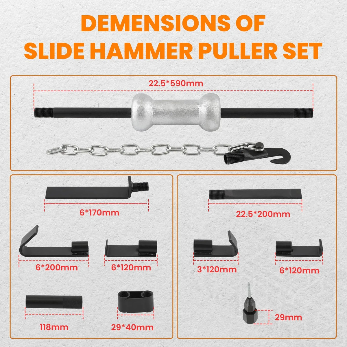 Dent Puller Kit with Slide Hammer for Auto Body Repair
