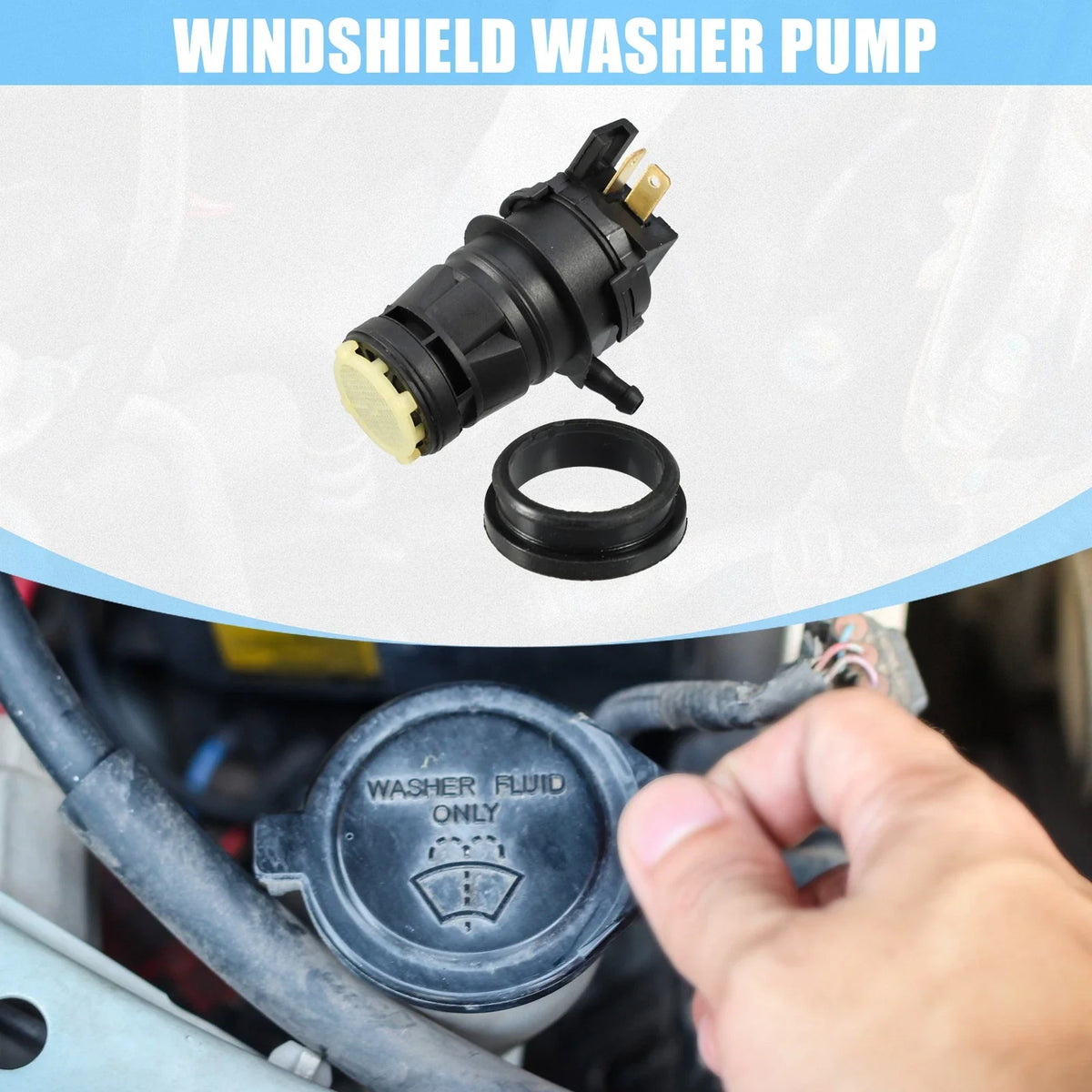 Windshield Washer Motor Pump with Grommet for Honda Civic (Pack of 1)
