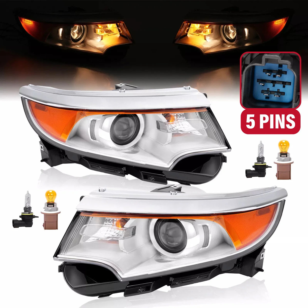 2011-2014 Ford Edge Projector Headlights - Both Driver & Passenger Sides