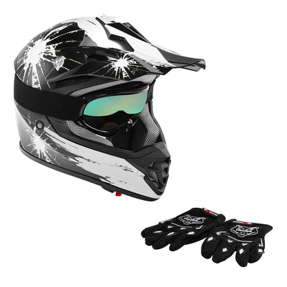 DOT Youth Helmet for Kids Motocross ATV UTV MX Off-Road (Goggles + Gloves)