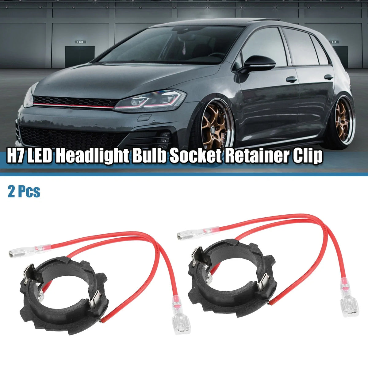 2X H7 LED Headlight Bulb Base Holder Adapters for Volkswagen GTI (2006–2019)