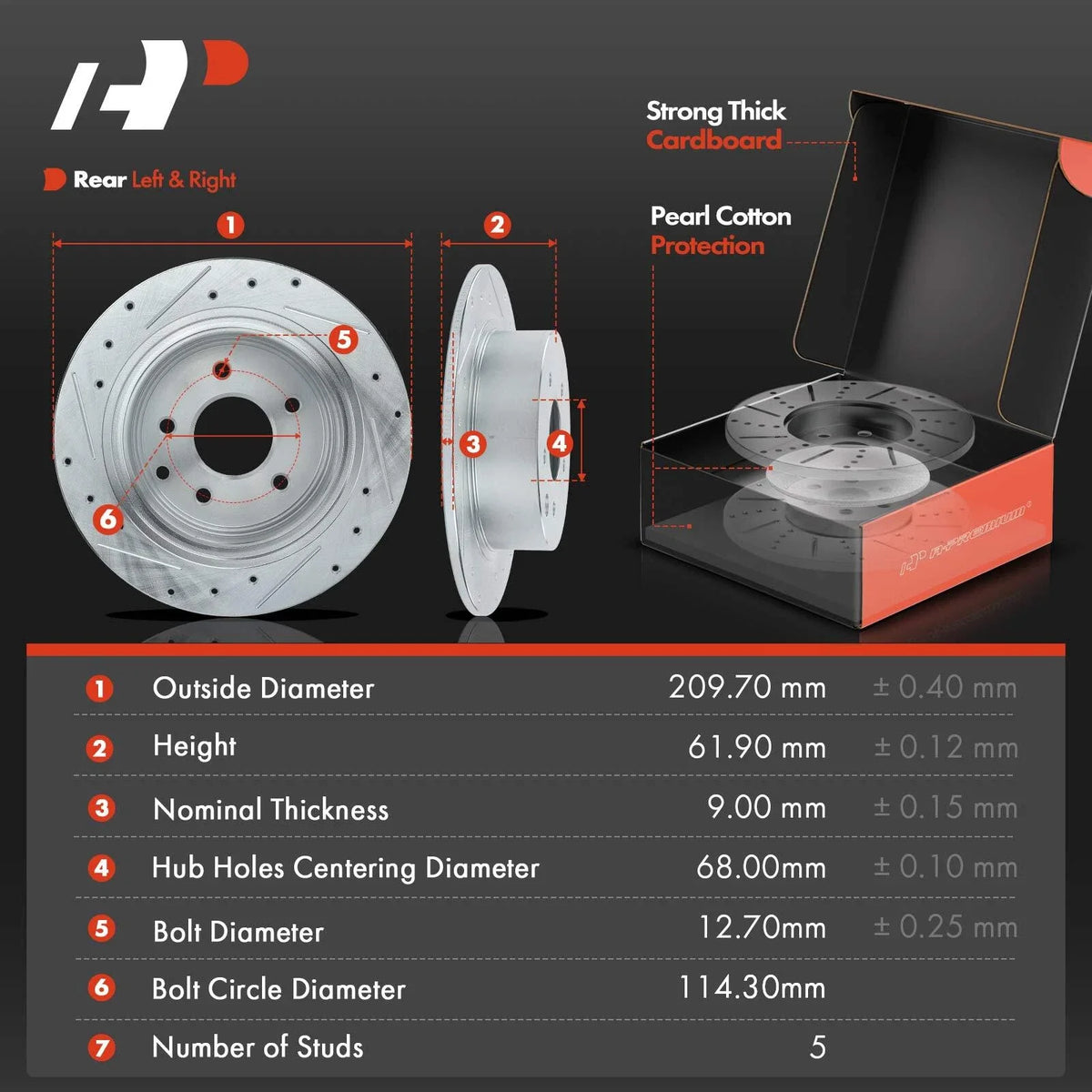 Drilled Rear Brake Rotors and Pads for Nissan Sentra