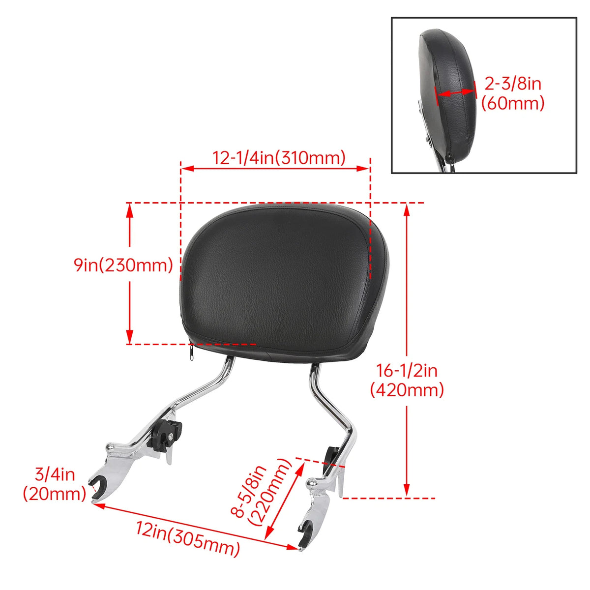 Detachable Back Rest Sissy Bar for Harley Touring Street Road Glide (2009–2026)