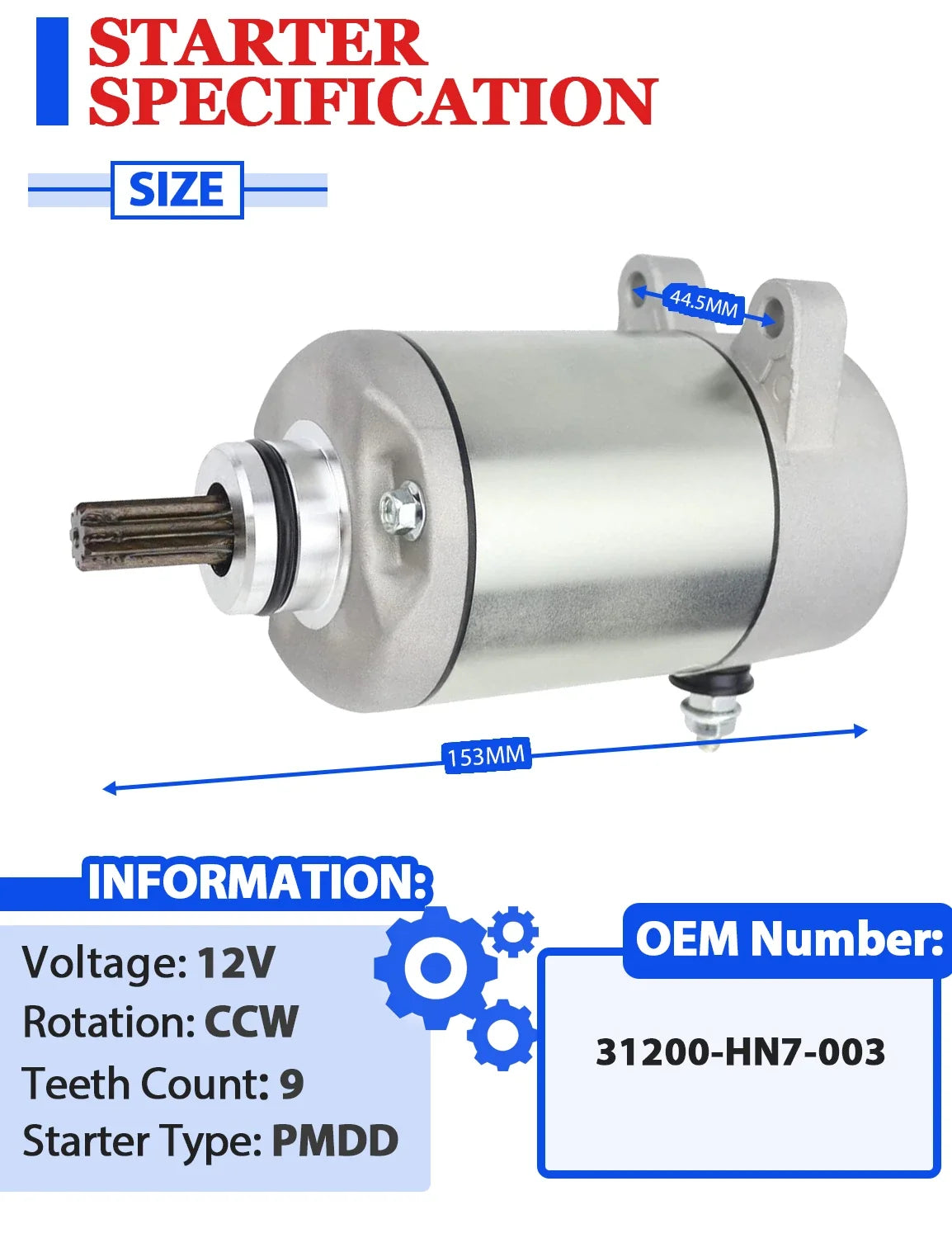 Starter with Relay & Switch for Honda TRX400FGA Rancher 400 (2004–2007)