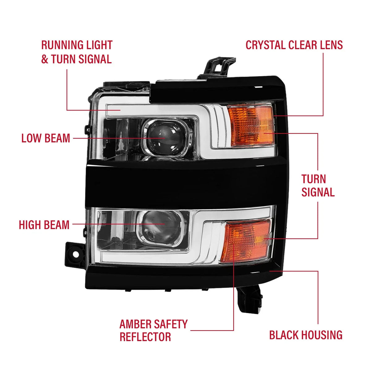 LED Projector Headlights for Silverado 2500HD 3500HD 2015-2019