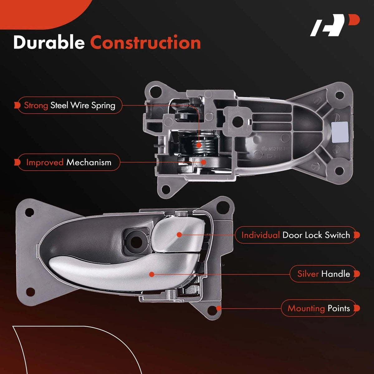 Right Interior Door Handle - Silver Gray for Nissan Altima 2002-2005