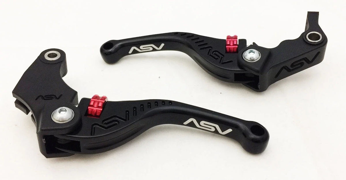 ASV F3 Black Shorty Unbreakable Folding Brake Clutch Levers Pair for Suzuki Honda