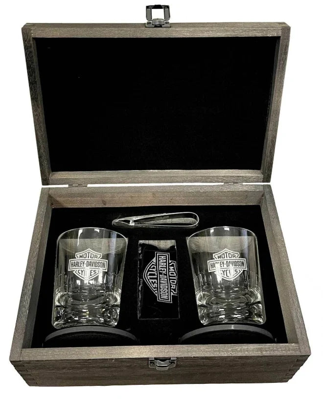 Whiskey Glass Set Featuring Bar & Shield Logo for Harley-Davidson