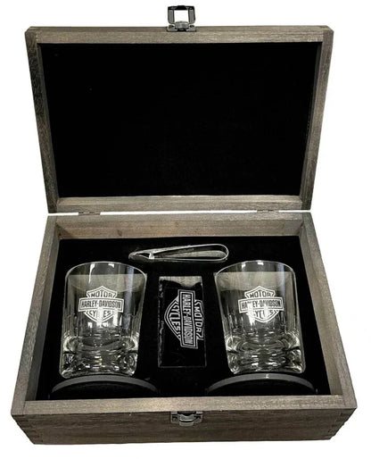 Whiskey Glass Set Featuring Bar & Shield Logo for Harley-Davidson