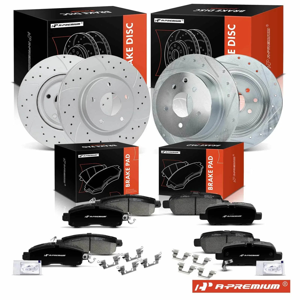 Set of 4 Drilled Brake Rotors & Ceramic Pads for Nissan Altima