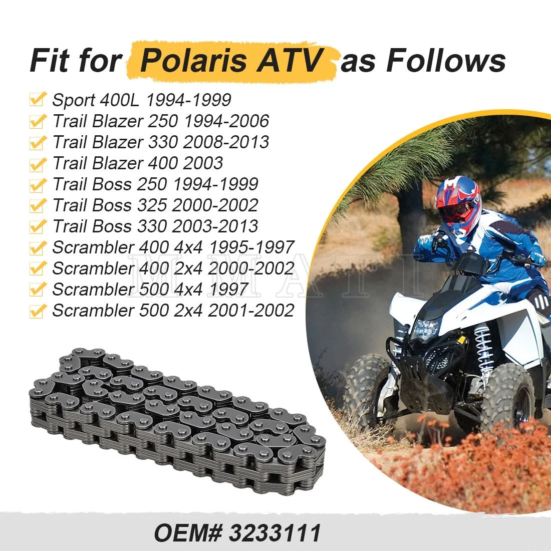 Transmission Silent Chain Gear Case 3233111 for Polaris Trail Blazer 330 (2008–2013)