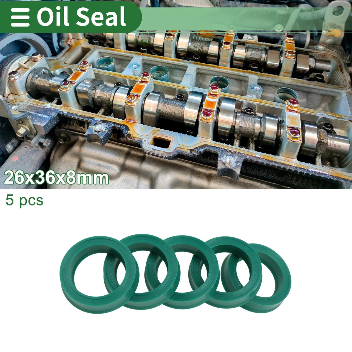 Set of 5 Oil Seal Rotary Shaft Seal 26x36x8mm for Various Models 