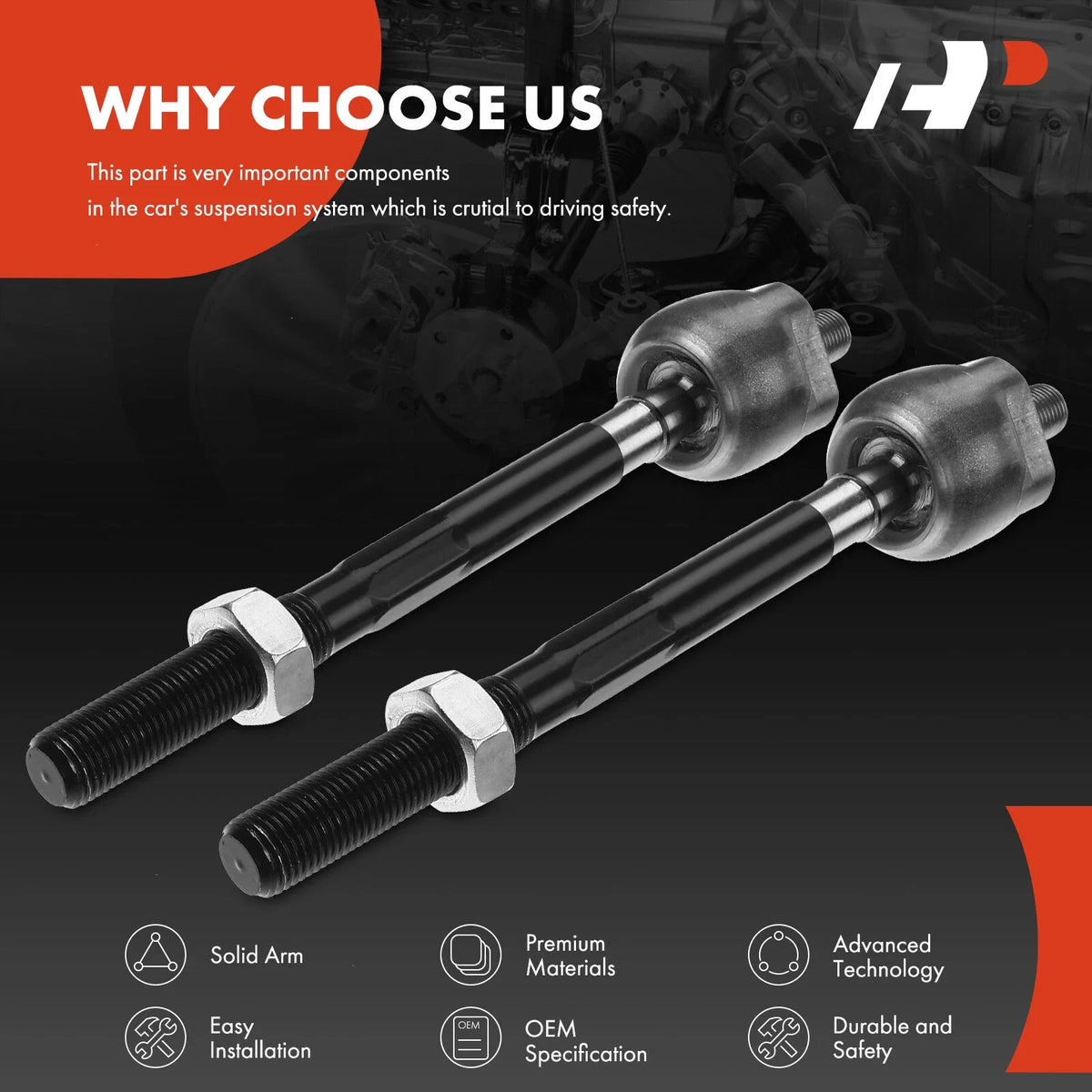 Front Inner Tie Rods - 2 Pack for Honda CR-V (1997–2001)