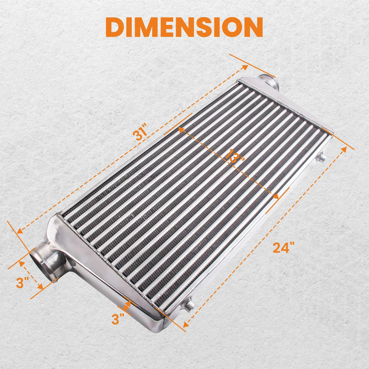 Front Mount Intercooler 600x300x76mm - Tube & Fin 3" In/Outlet Universal