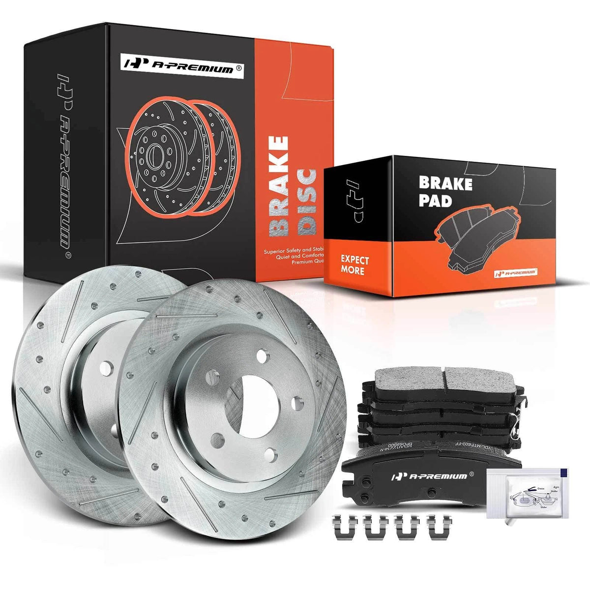 Rear Drilled Brake Rotors & Ceramic Pads for Cadillac DeVille (2000–2005)
