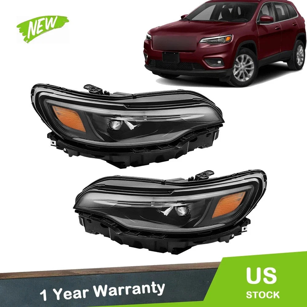 Set of 2 Front Headlights for Jeep Cherokee (2019–2022)