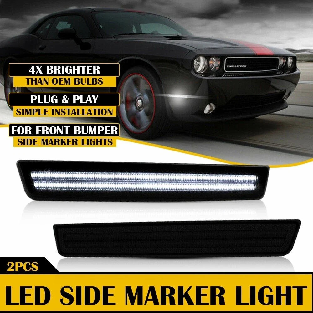 2X Front Bumper Side LED Marker Light Smoke for Challenger (2015–2022)