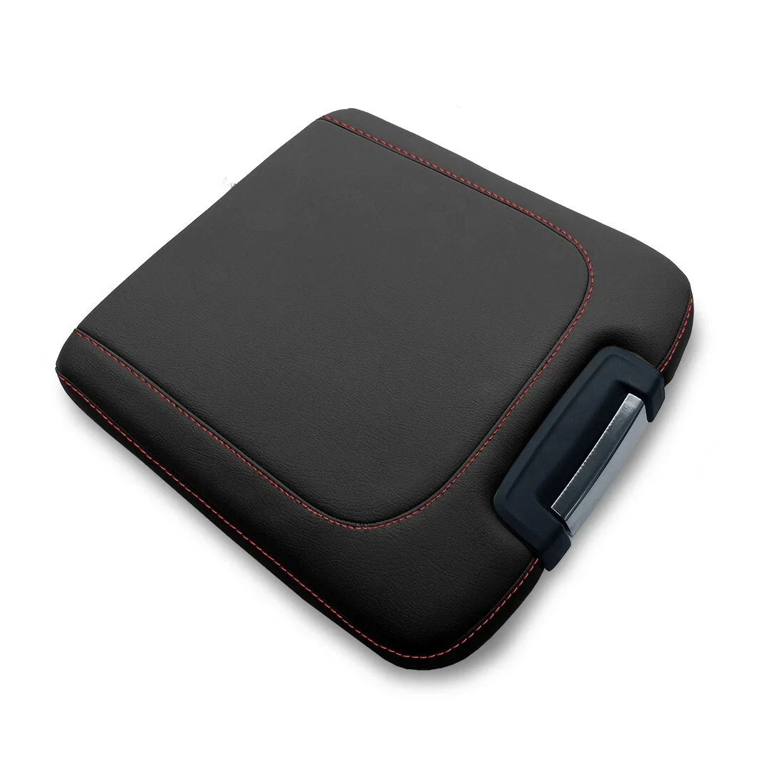 Leather Console Armrest Jump Seat for Dodge Ram (2013–2018) Red Stitch