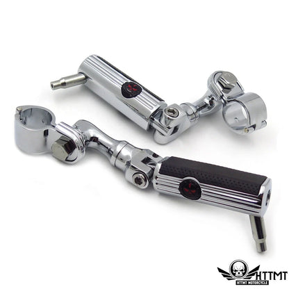 Defiance 1.25" Engine Guard Chrome Gear Skull Footpeg Mount Kit