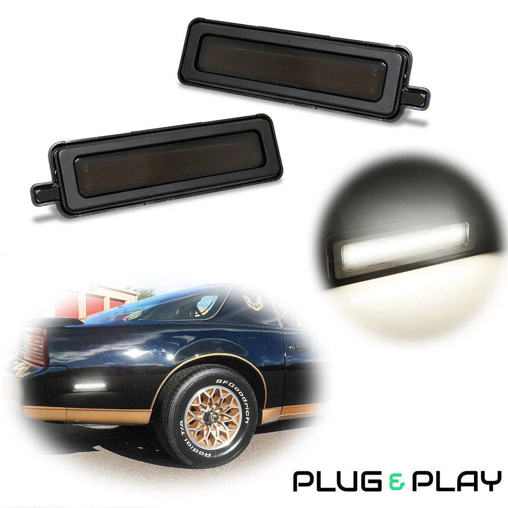 2X White LED Rear Side Marker Lights for Pontiac Trans Am Firebird (1982–1992)