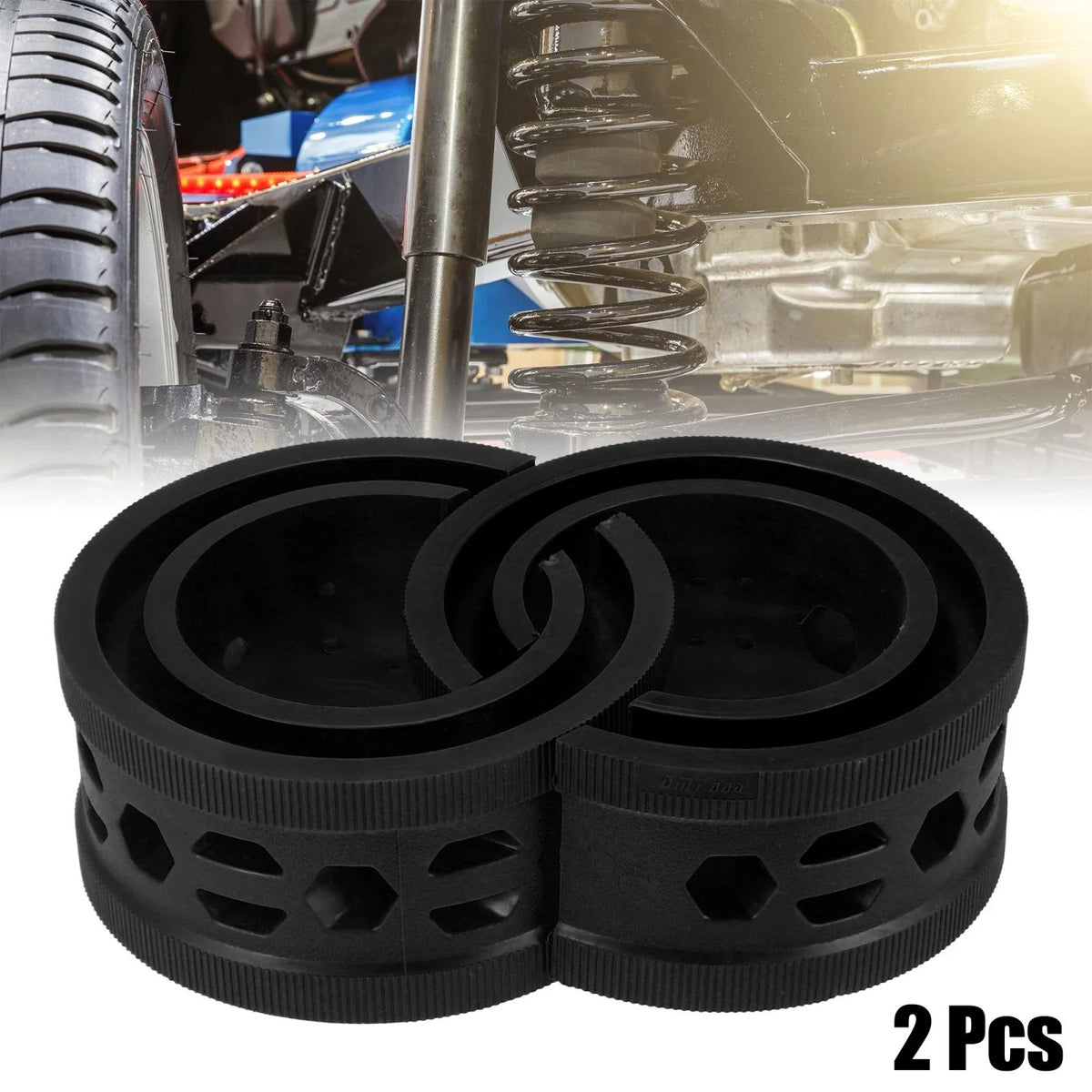 2X Black Coil Spring Rubber Buffer for Ford Chevy (Universal B+ Type)