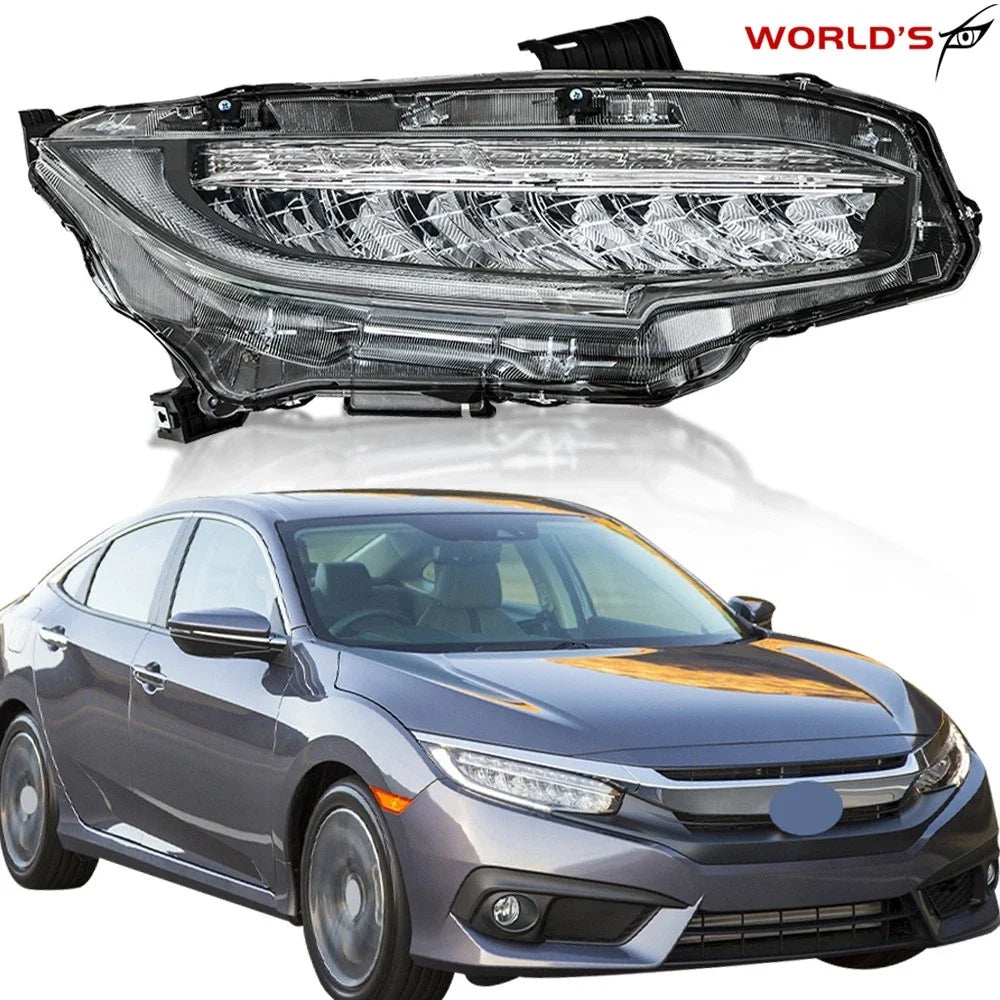 RH LED Headlight for Honda Civic (2016–2021) Clear Lens Chrome
