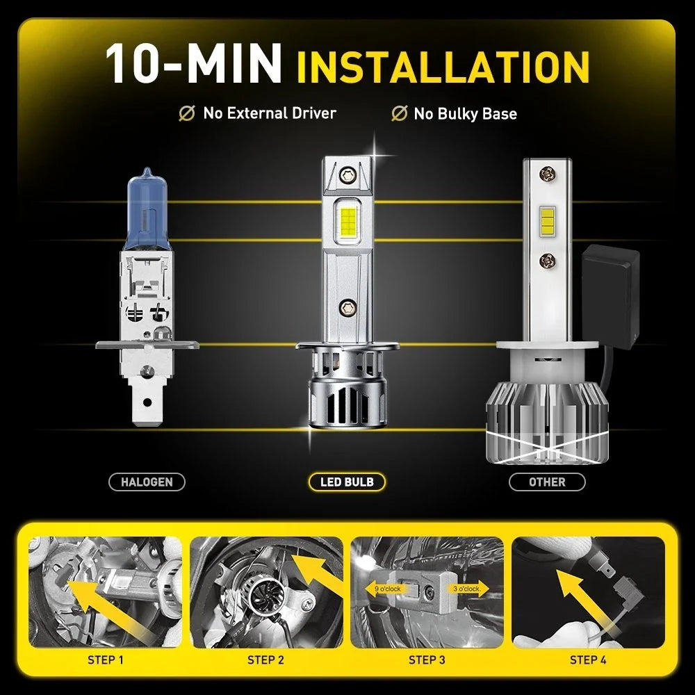 80000LM H1 LED Headlight Bulbs - 2X 6500K