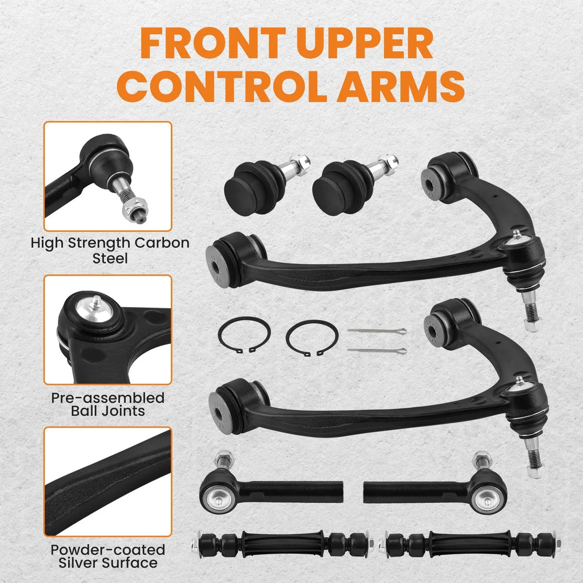 Front Upper Control Arms with Tie Rods for Sierra Silverado 1500 07-13