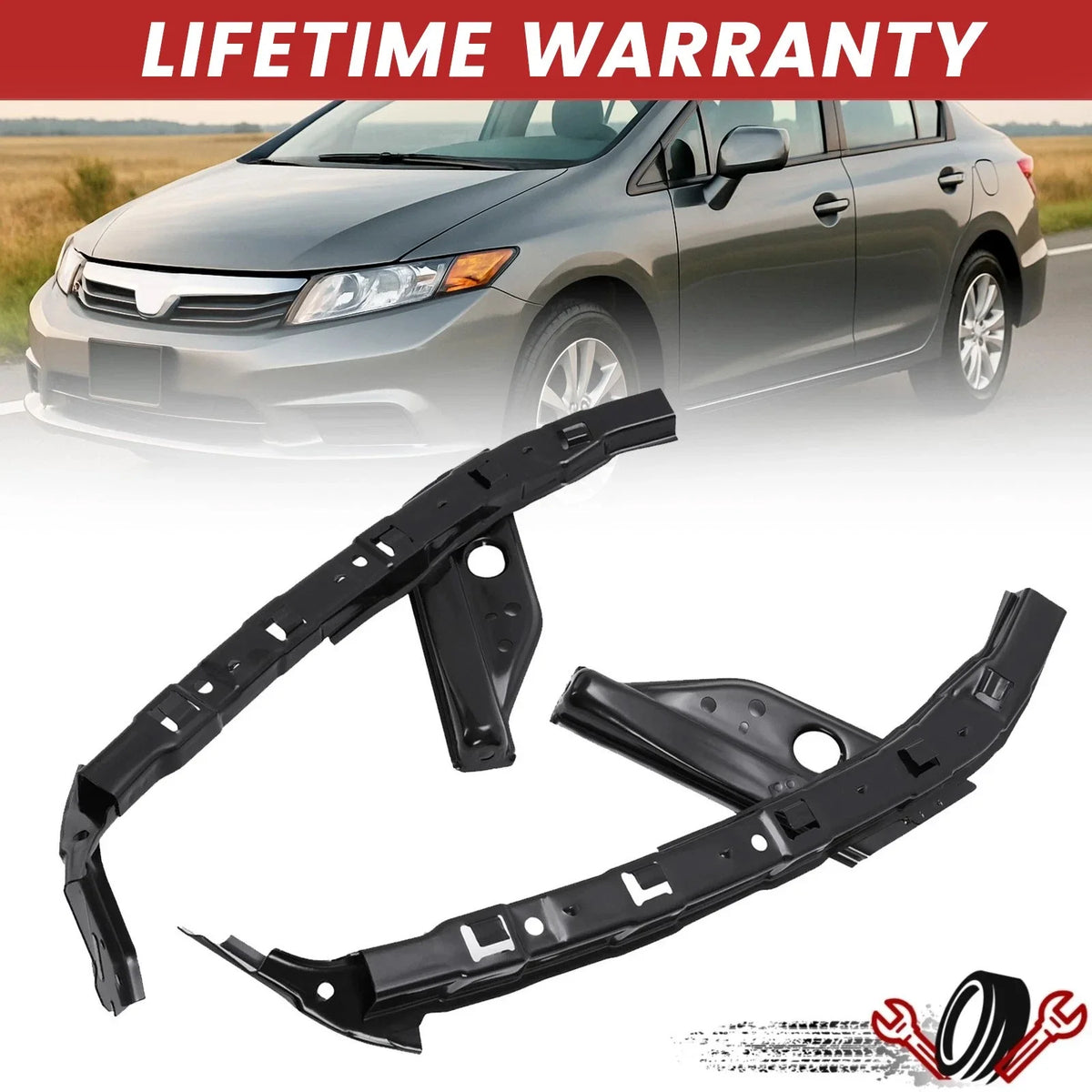 Set of 2 Headlight Bumper Brackets for Honda Civic (2012–2015)