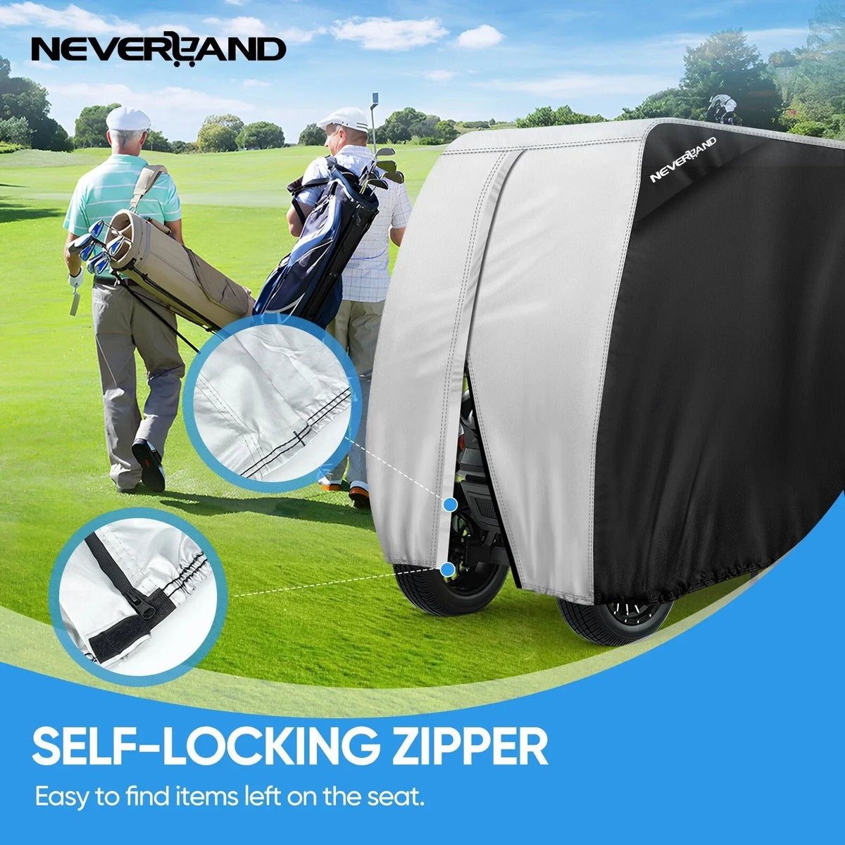Golf Cart Cover for 4 Passengers - Fits EZGO, Club Car, Yamaha