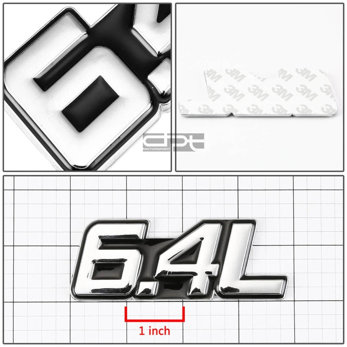 Chrome Fender Emblem Badge for 6.4L V8 (No Specific Make/Model)