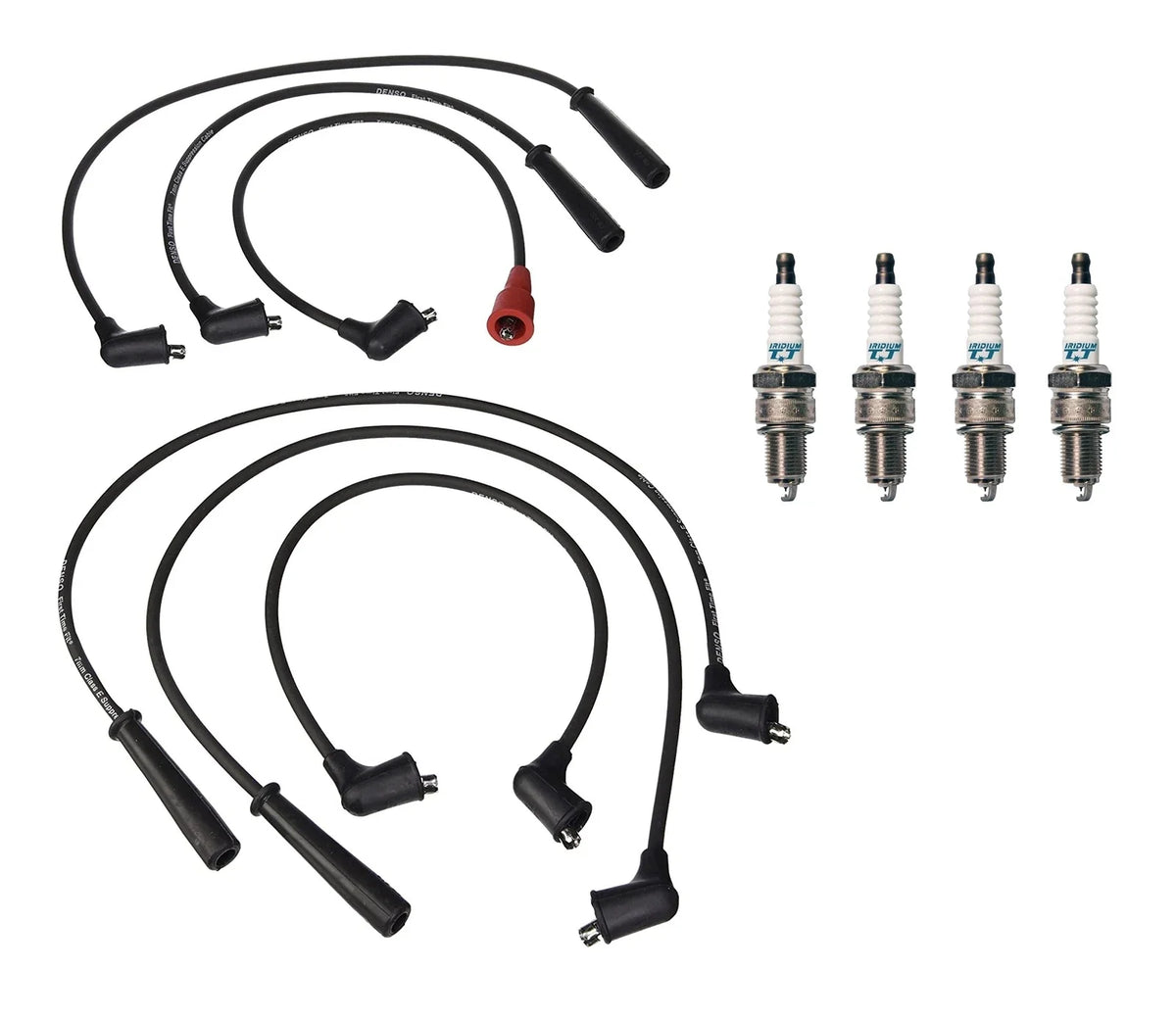 Denso 7mm Wire Set & 4 Iridium TT Spark Plugs for Geo Mazda Mercury L4