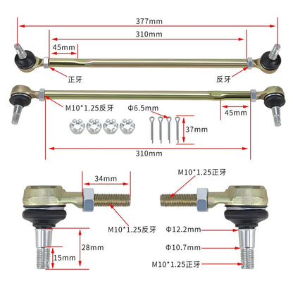 Upgrade Tie Rod Kit with Ends for Yamaha YFM660R YFM700 YFZ450 2001-2023