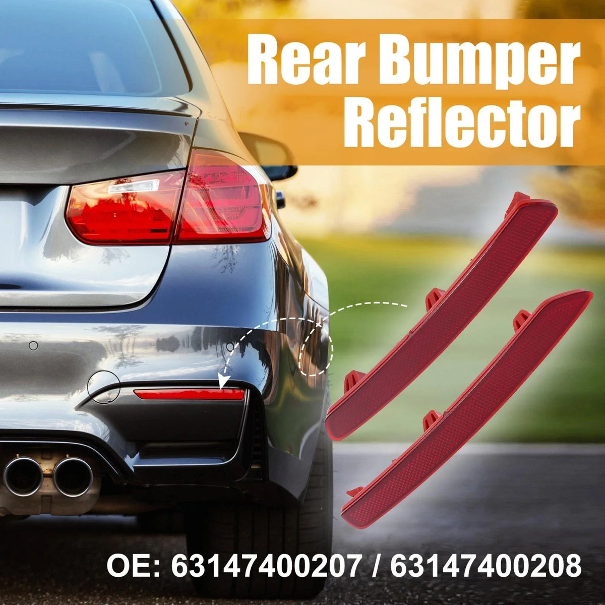Pair Rear Bumper Reflector Strip Cover for BMW (2011–2017) 63147400207