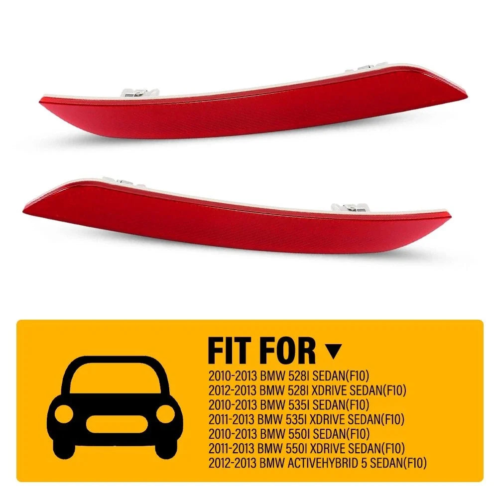 2X Rear Bumper Reflectors Red for BMW 528i/535i/550i xDrive (2010–2013)