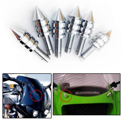 4-Piece Set of Universal Chrome Spike Bolts for Motorcycle Fairings