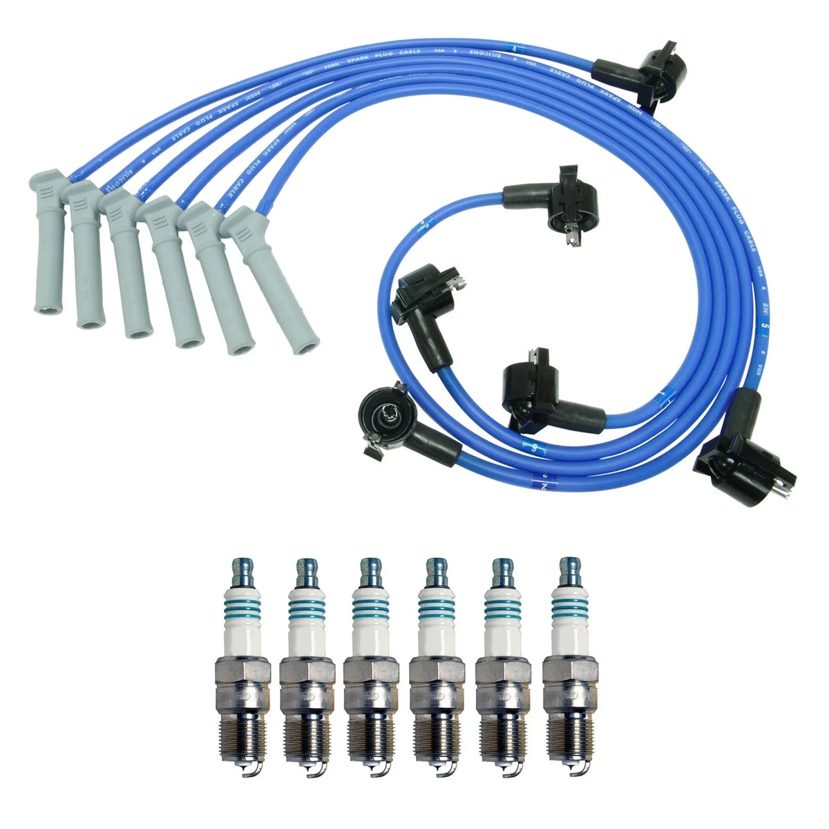 NGK 8mm Wire Set & Denso Iridium Spark Plug Kit for Explorer Mountaineer (2002–2005)