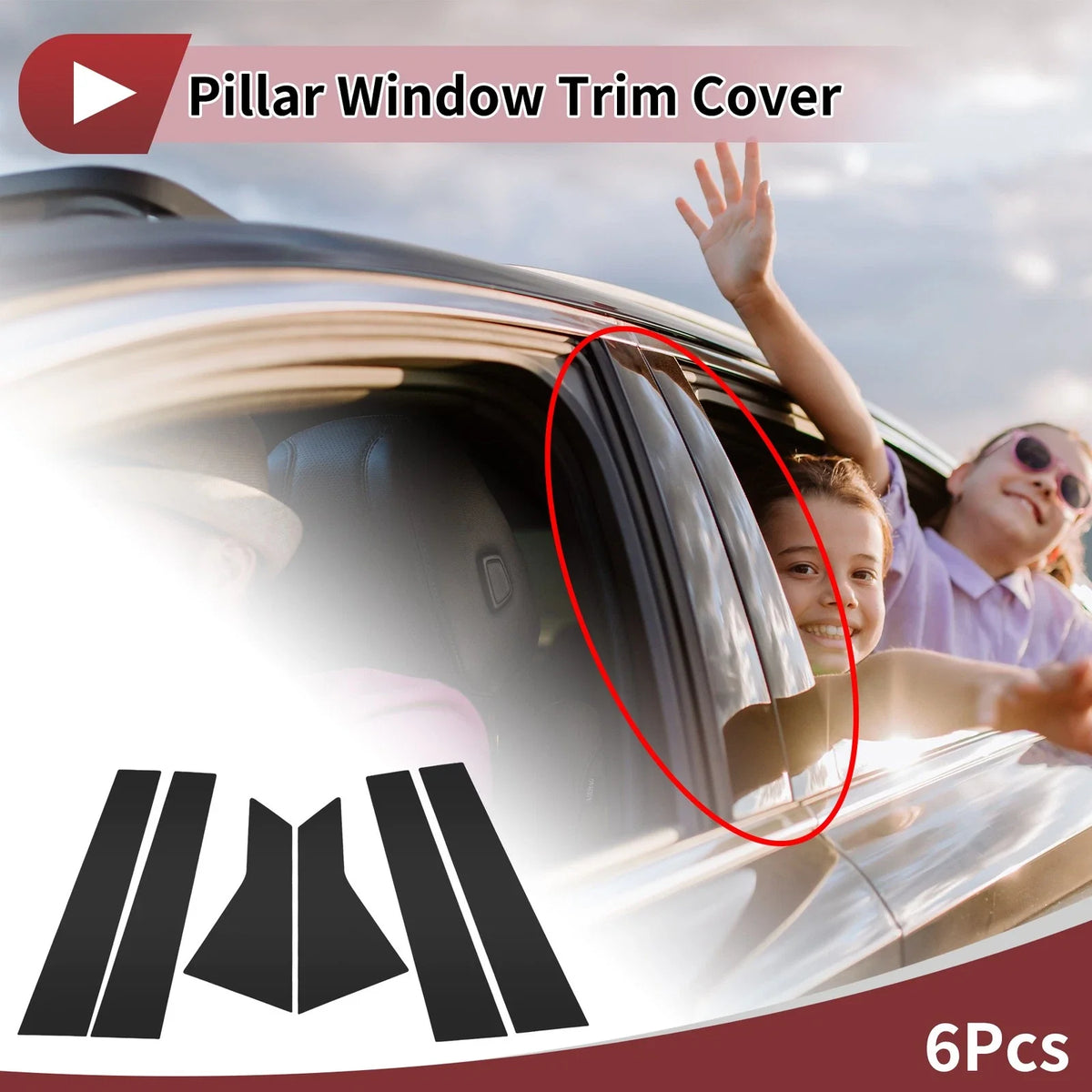 6 Pcs Car Door Pillar Window Trim for Buick Lacrosse (2017–2019) Black