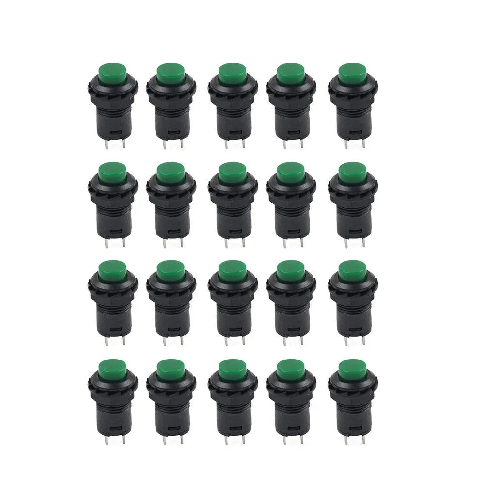 20pcs 12mm Thread Green Cap Push Button Switch ON-OFF for