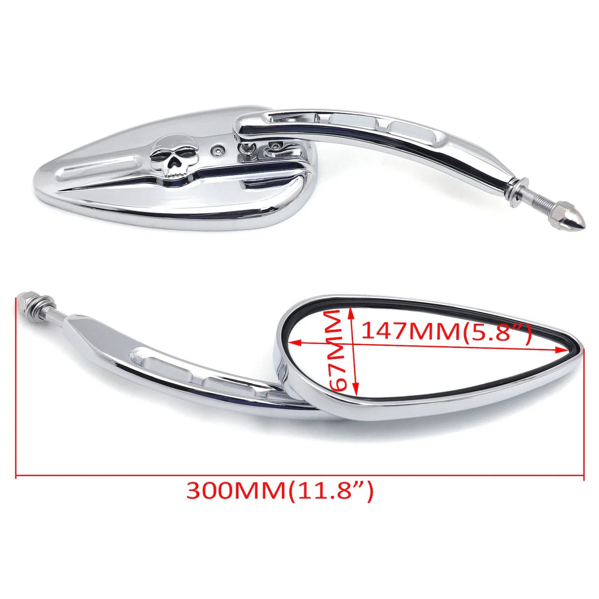 Chrome Skull Side Mirrors for Harley Softail (2014–2023)