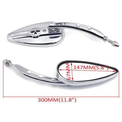 Chrome Skull Side Mirrors for Harley Softail (2014–2023)