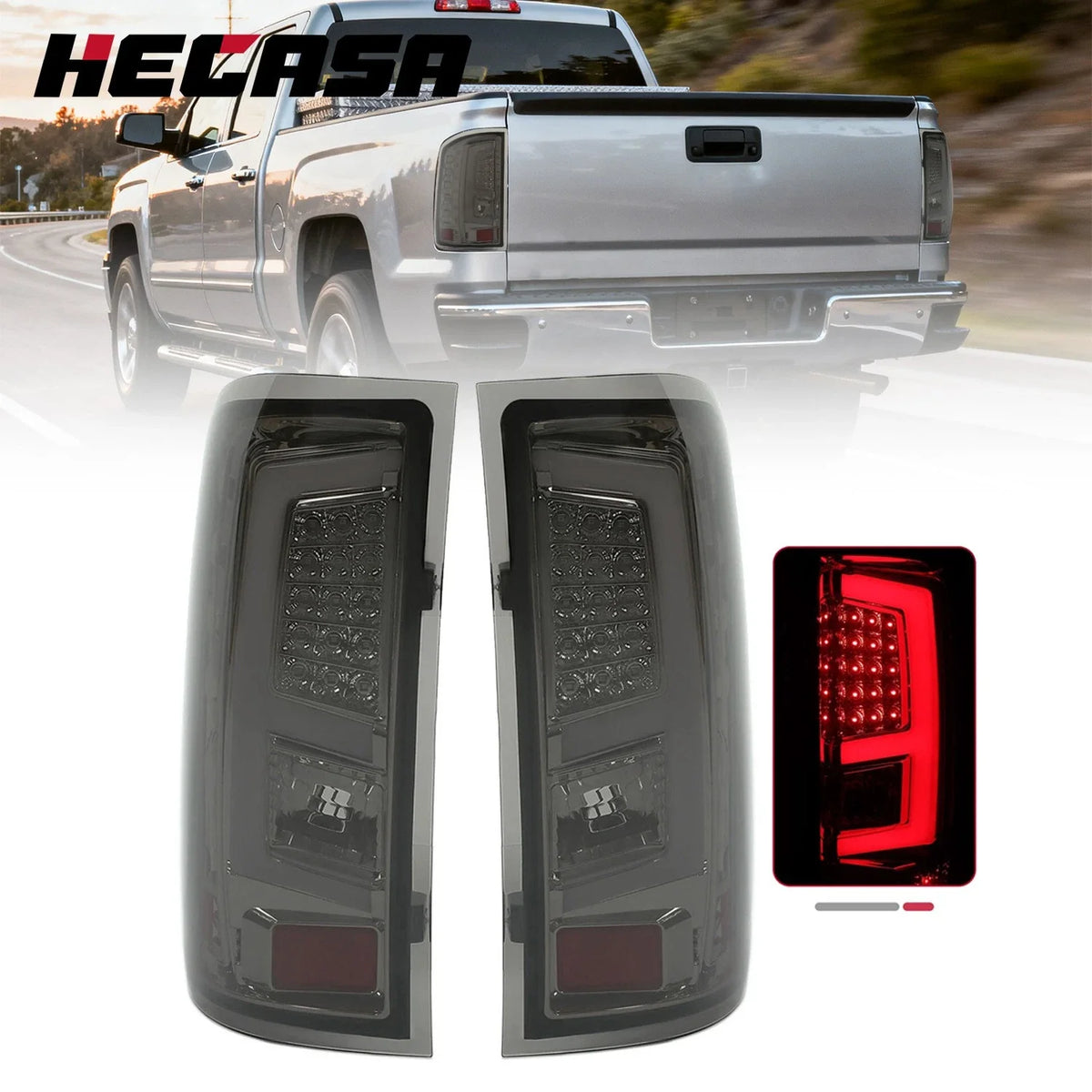 LED Tube Bar Brake Lamps for GMC Sierra 1500/2500HD/3500HD 2014-2018