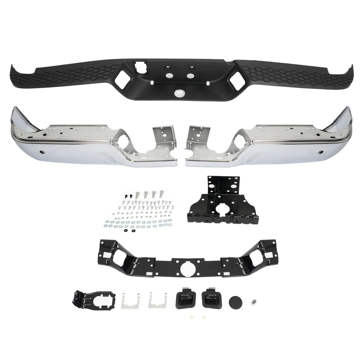Chrome Rear Bumper Assembly for Ram 2500 3500 (2013–2018) with Sensor Holes
