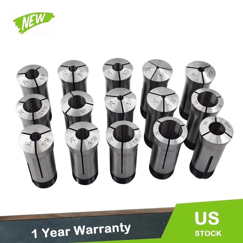 15 Pc Round Collet Set for Lathe (1/8" to 1")