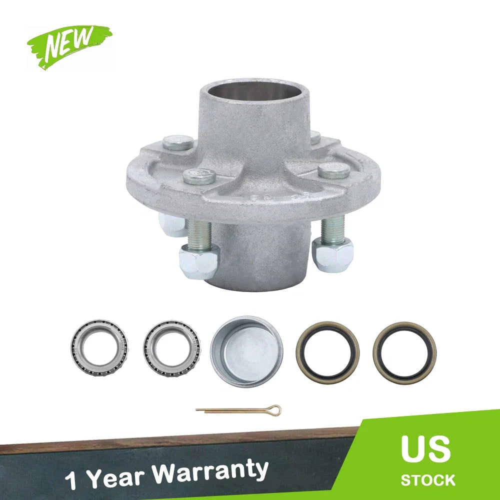 Set of 2 Galvanized Trailer Hubs for 4x4 Trailers (1" or 1.0625" Spindle)