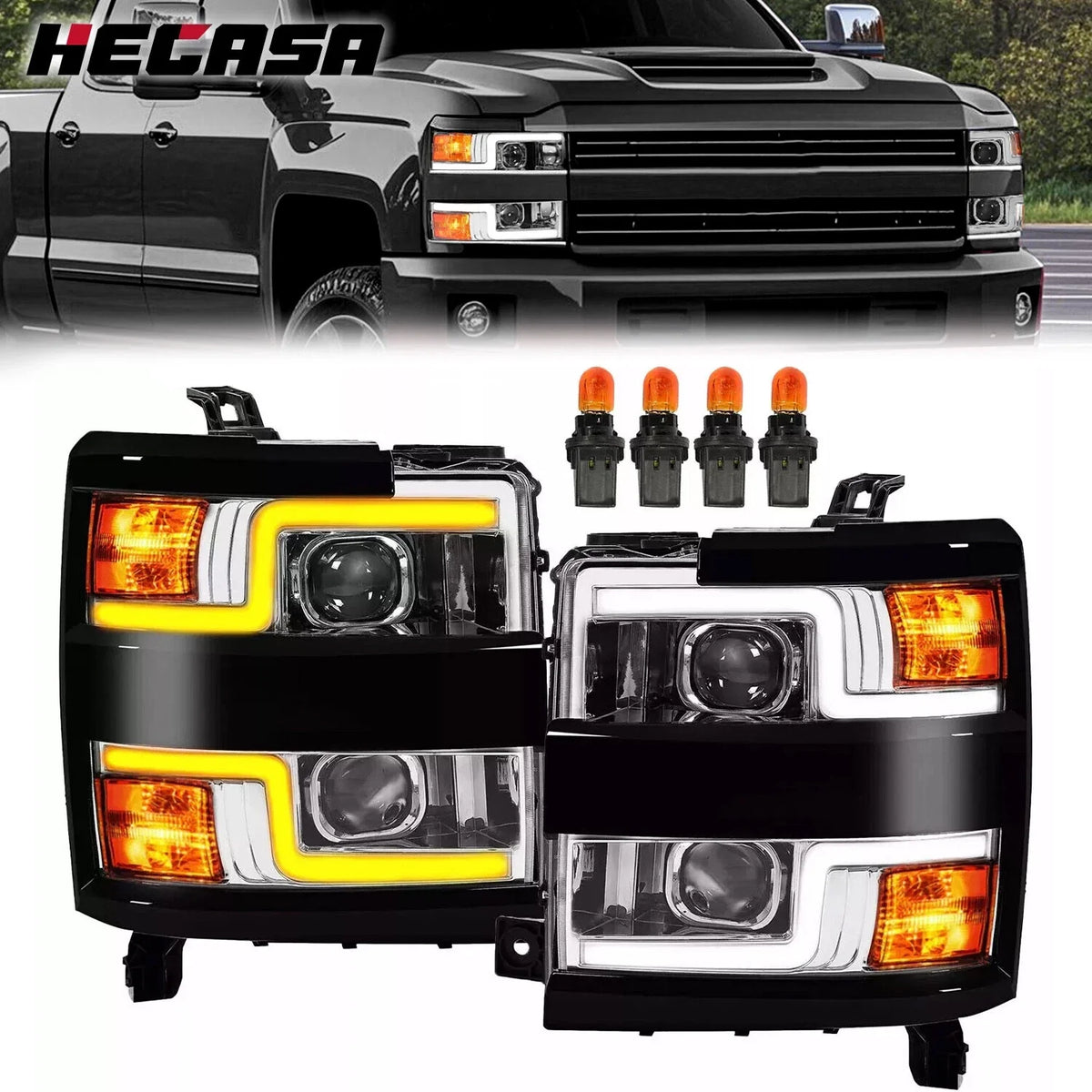 LED Projector Headlights for Silverado 2500HD 3500HD 2015-2019