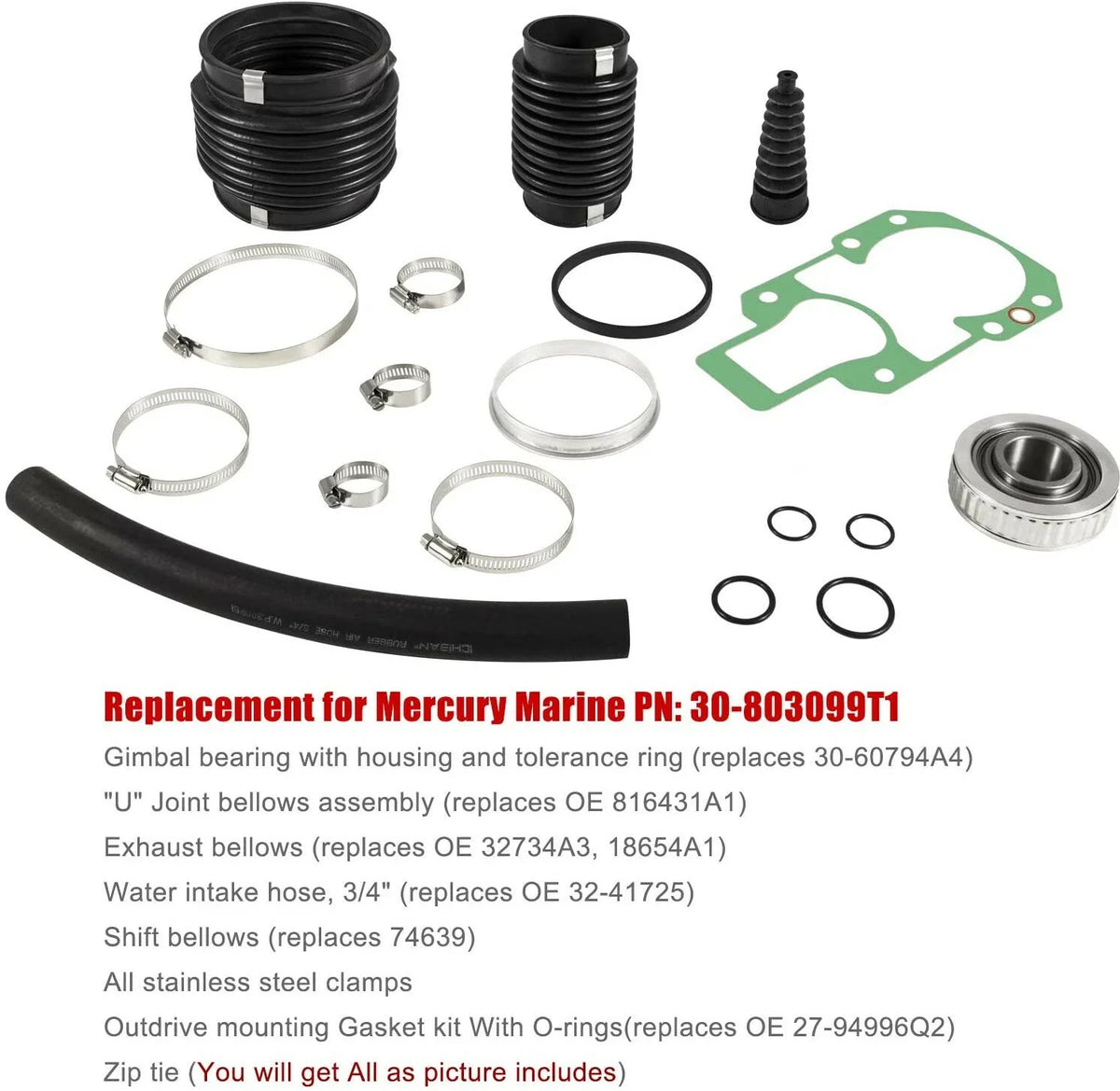 Repair Kit for Transom Bellows MerCruiser Alpha One 30-803099T1